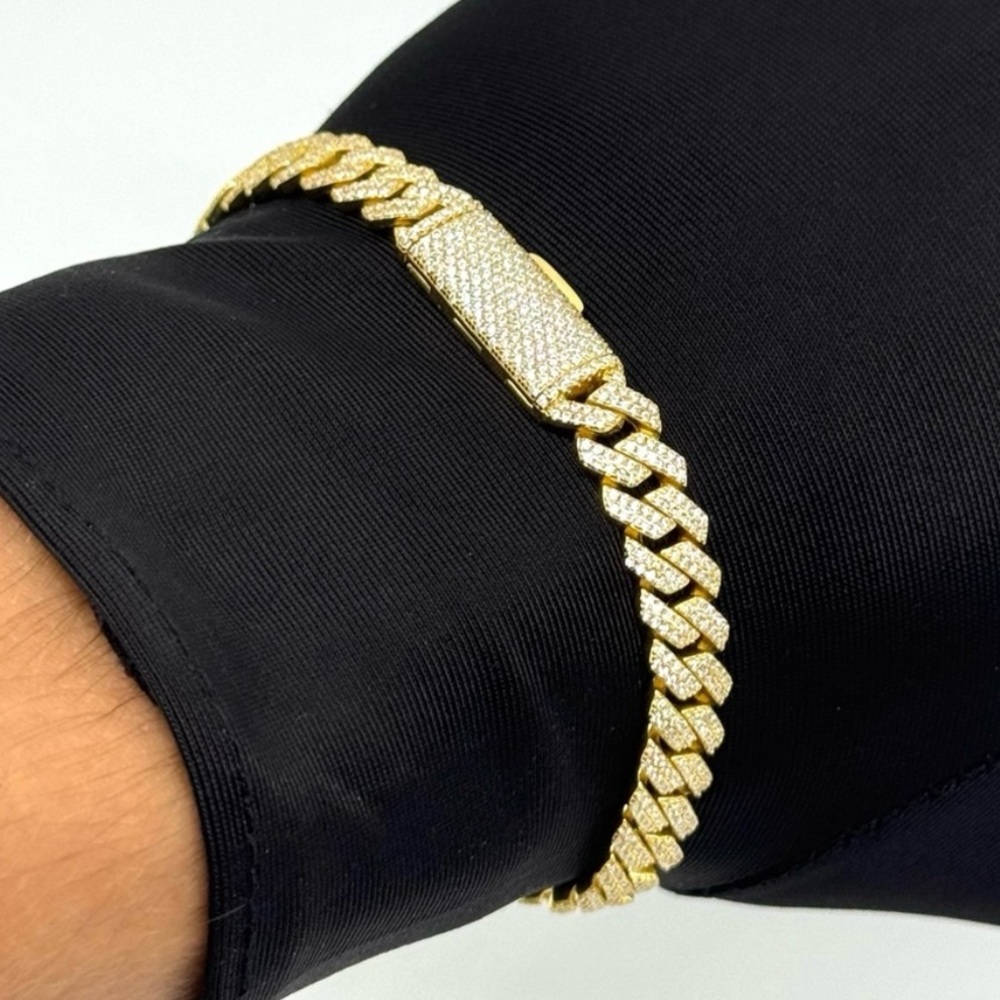 18K Gold Plated, 3.4CTW Moissanite Square Miami Cuban Bracelet